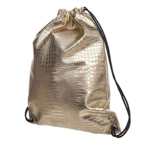 DeeTrade Backpack Gold Croco Skin Drawstring Backpack