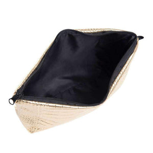 DeeTrade purse Gold Croco Skin Cosmetic Bag
