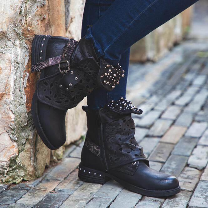 DeeTrade Women's Boots Vintage Rivets Ankle Booties (3 colors)